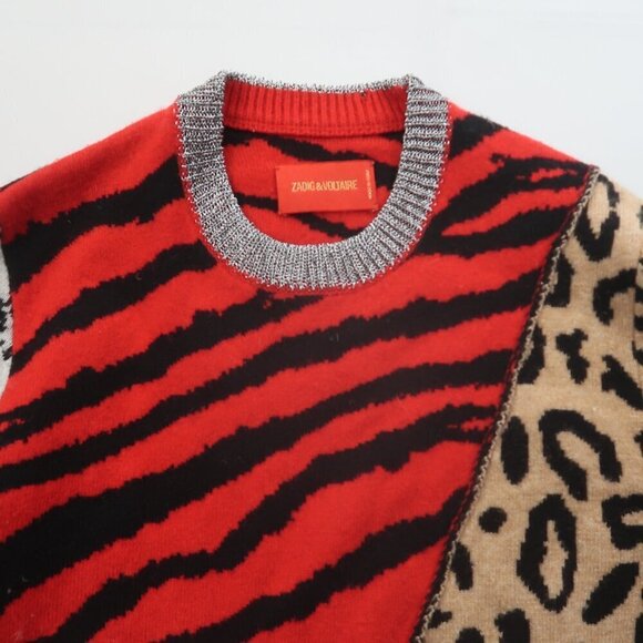 Zadig & Voltaire Delly Bis Cashmere Wool Animal Print Sweater XS - Picture 4 of 11